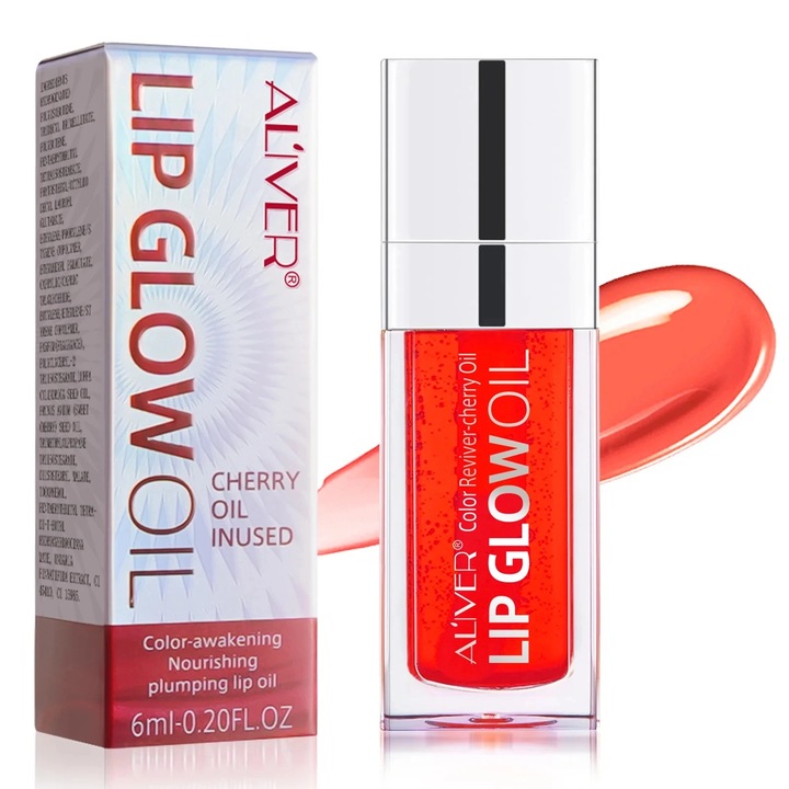 Ruj Aliver Lip Glow Oil, Cherry, hidratant, lucios