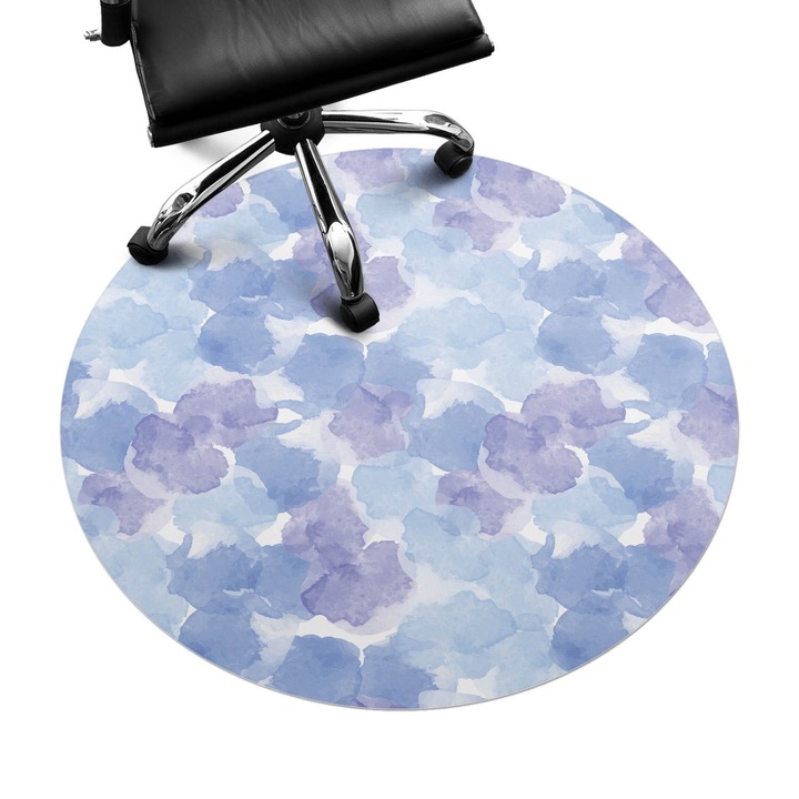 Íróasztal szék alátét, Wallfluent, Akvarell absztrakció, Kék, fi100 cm, 010250310040000033560