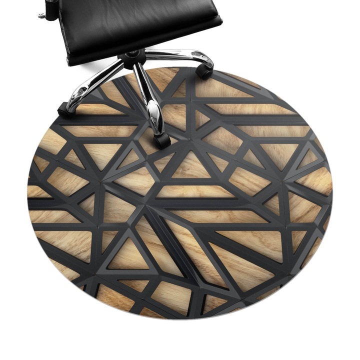 Irodai szék szőnyeg, Wallfluent, Geometrikus 3D minta, Bézs, fi100 cm, 010250310040000033991