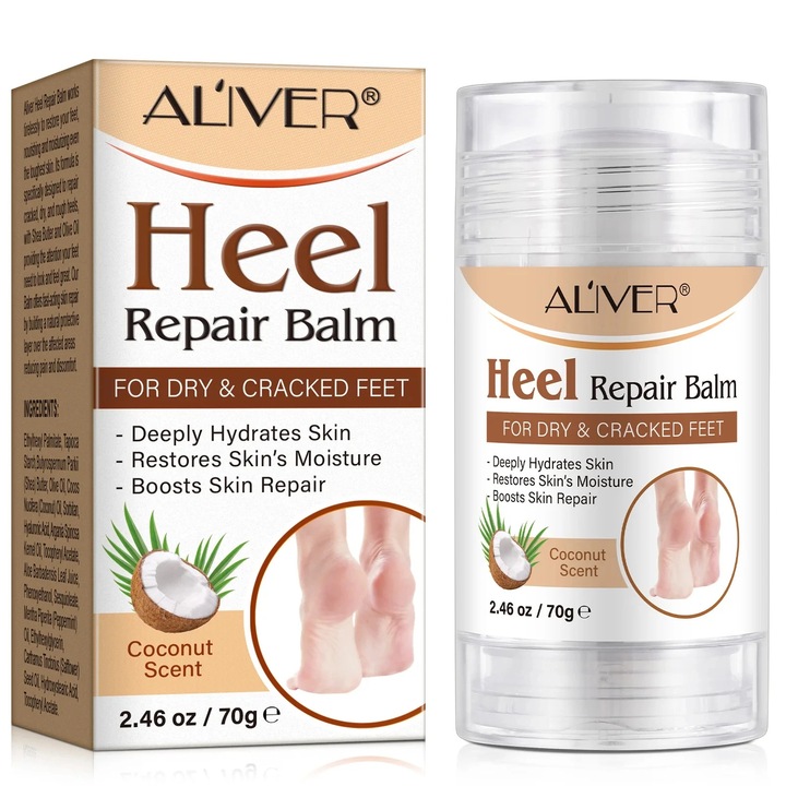 Balsam de reparare pentru calcaie Aliver cu ulei de cocos, 70 g, hidratant, vegan