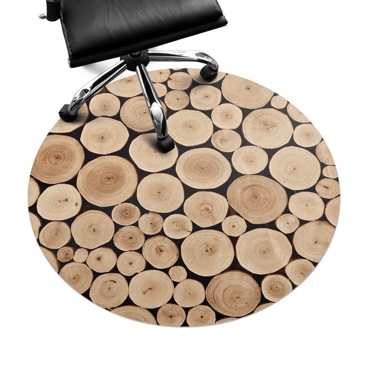 Íróasztal szék alátét, Wallfluent, Fából készült körök, Bézs, fi100 cm, 010250310040000057119