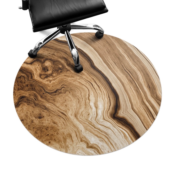 Szék alátét szőnyeg, Wallfluent, Fa hullámok, Barna, fi100 cm, 010250310040000057133