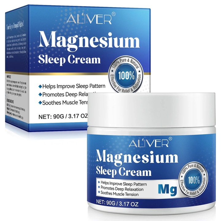Aliver magnesium sleep cream 90 g, izomlazító, mesterséges adalékanyagok nélkül, vegán, testápoló