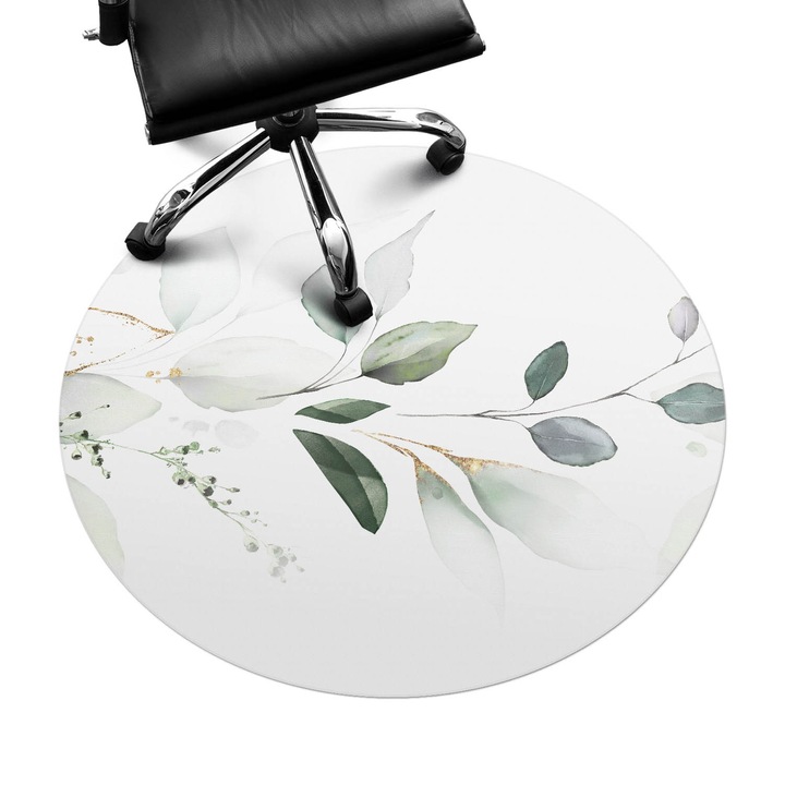 Székalátét, Wallfluent, Finom akvarell levelek, Zöld, fi100 cm, 010250310040000088423