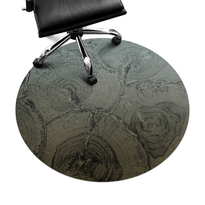 Íróasztal szék alátét, Wallfluent, Fa erezet szerkezete, Szürke, fi100 cm, 010250310040000282501