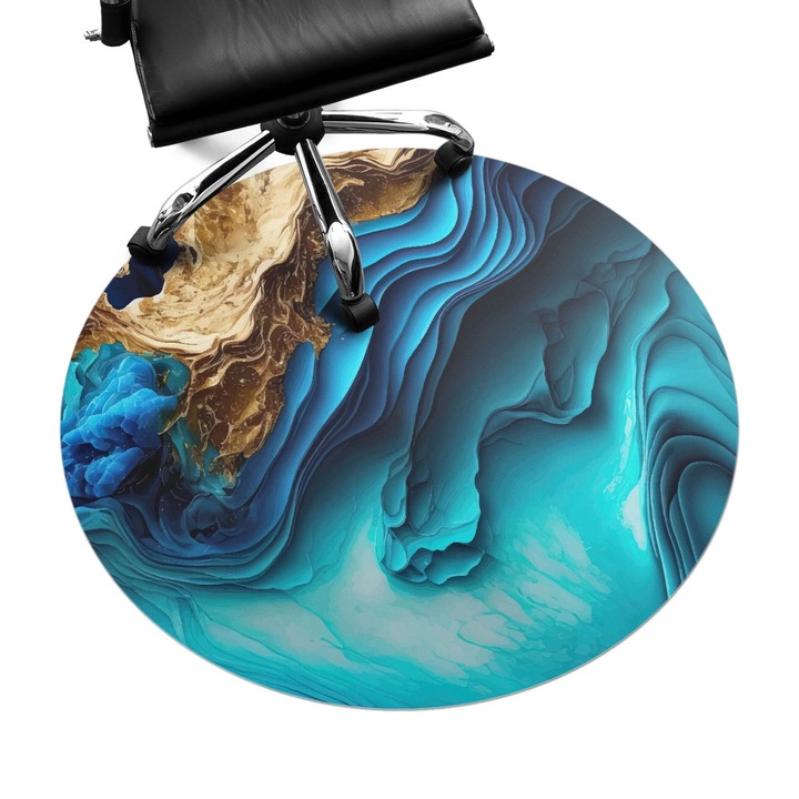 Íróasztal szék alátét, Wallfluent, Ingadozó absztrakciók, Kék, fi100 cm, 010250310040000282561
