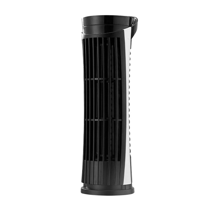 Ventilator de birou inteligent, fara palete, cu lumini LED, 2 viteze, oscilant, 28x8x8cm, negru
