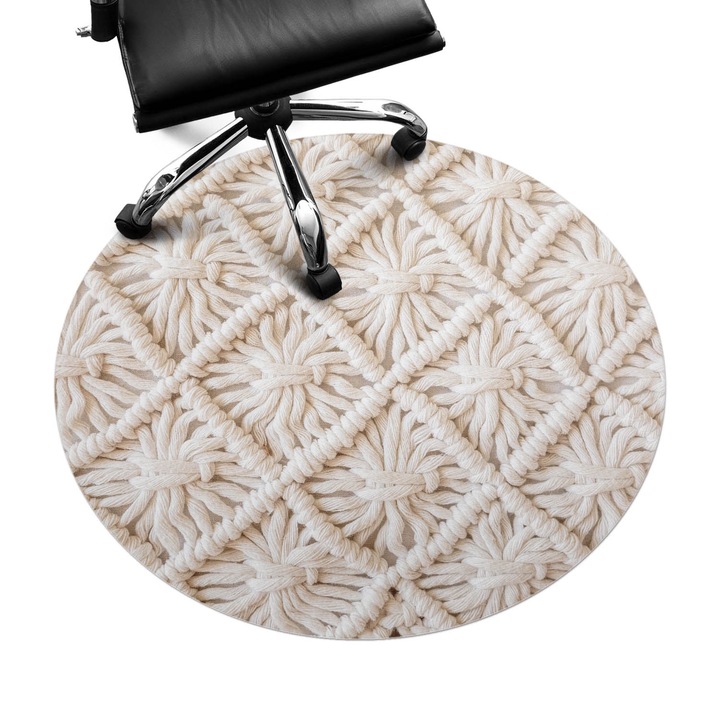 Szék szőnyeg, Wallfluent, Makramé virágszerkezet, Krémszín, fi100 cm, 010250310040000282850