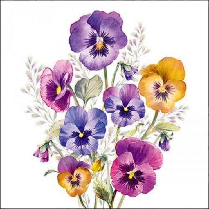 Servetel hartie Ambiente Pansies 33x33cm, 20buc