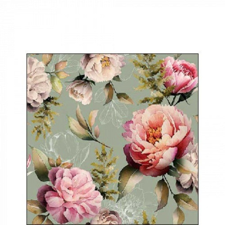 Ambiente Bujori compozitie servetel hartie verde 25x25cm, 20buc