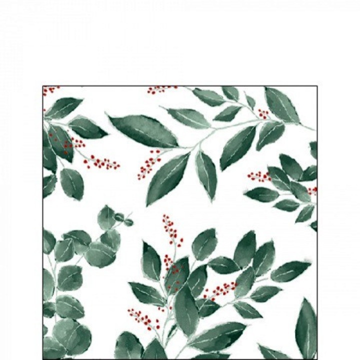 Servetel hartie alba frunze si fructe de padure 25x25cm, 20buc