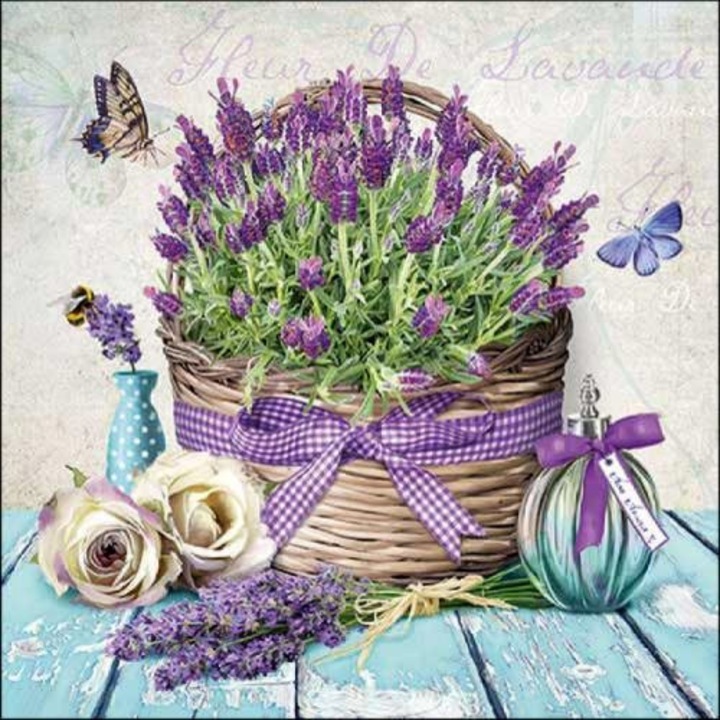 Servetel hartie Ambiente Fleur de lavande 33x33cm, 20buc