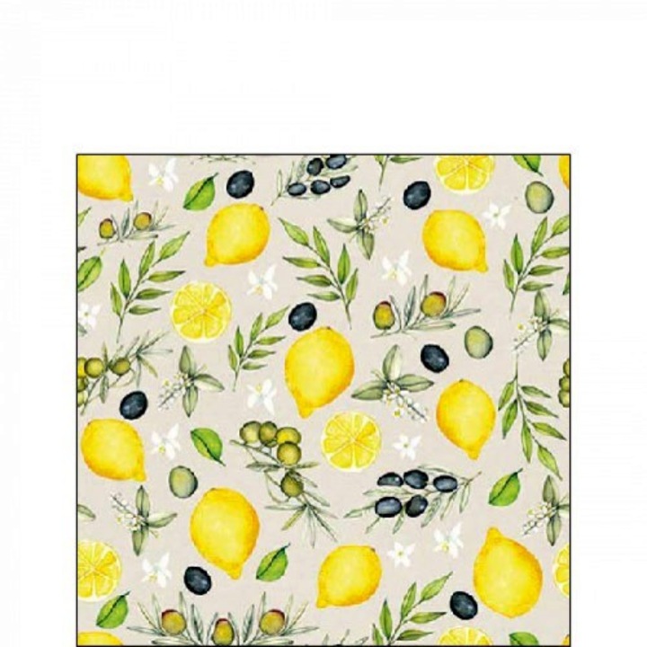 Servetel hartie Ambiente Masline si lamaie 25x25cm, 20buc