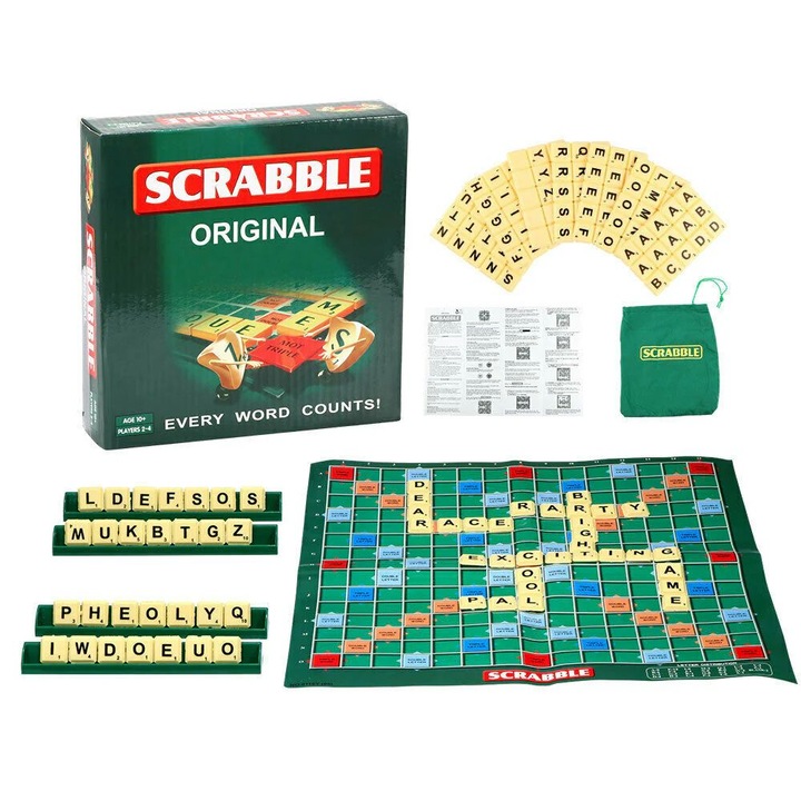 Joc de societate Scrabble, BrainWords, dezvolta gandirea si inteligenta, in limba Engleza