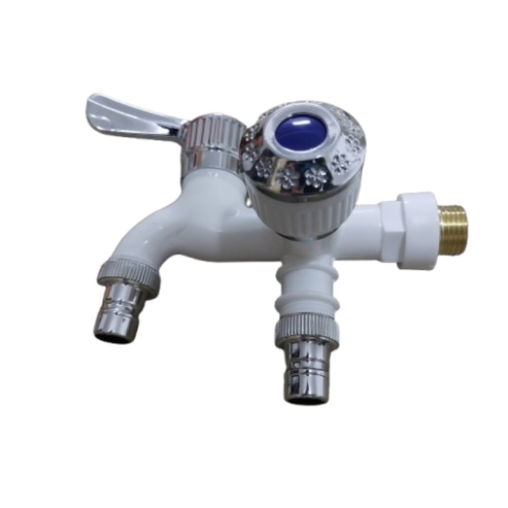 Robinet cu 2 iesiri alb