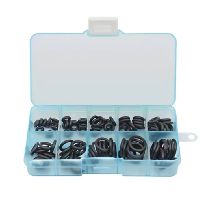 Set 100 garnituri o-ring, 10 marimi diferite, CRT, Oring Pro, Cutie depozitare, Negre