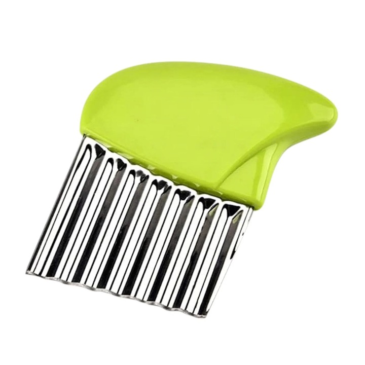 Feliator de legume, din otel inoxidabil, design ergonomic, 10x11cm, verde/argintiu