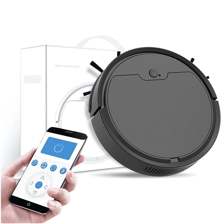 BLEKSY® OB8s intelligens vákuumrobot, 1800 Pa szívóerő, 70 perc autonómia, 400 ml-es portartály, alkalmazásvezérlés, csendes, akadályérzékelés, fekete