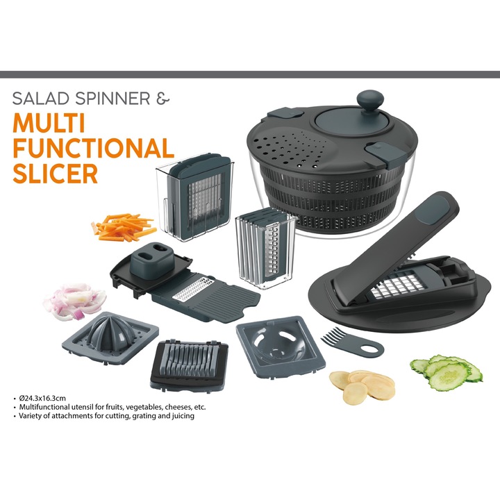 Комплект центрофуга за салата и мултифункционален уред за рязане Brio Easy Cosy-, настъргване, изцеждане и рязане