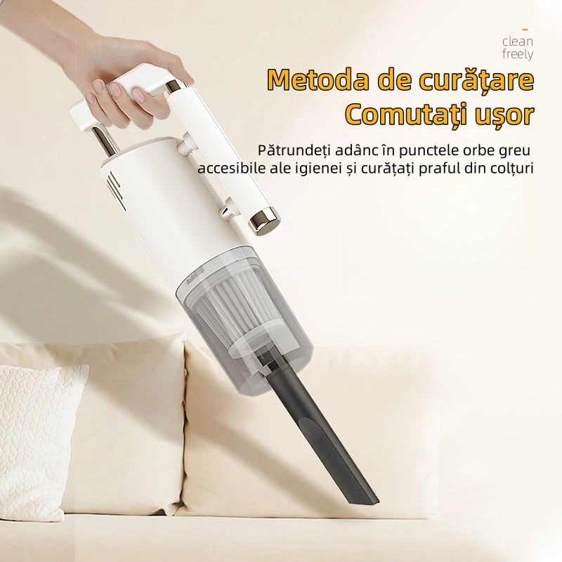 Aspirator fara fir, 120W, 5 moduri de curatare, aspiratie puternica, umed si uscat, corp usor, detasabil si lavabil, alb