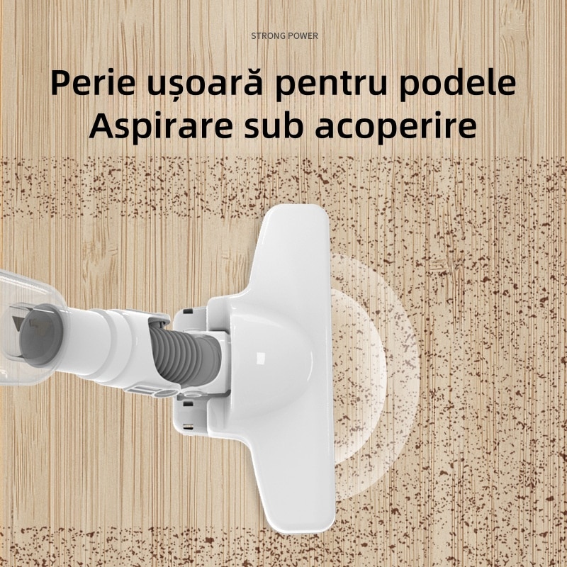 Aspirator fara fir, 120W, 21.3x6.9x92.3 cm, aspiratie puternica, rotatie flexibila, lucru silentios, detasabil si lavabil, potrivit pentru o varietate de scenarii, alb