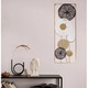 Tablou Metalic cu flori perforate de culoare neagra, alba si aurie, in rama aurie cu oglinda mica de 8cm dimensiune 22x60x3cm