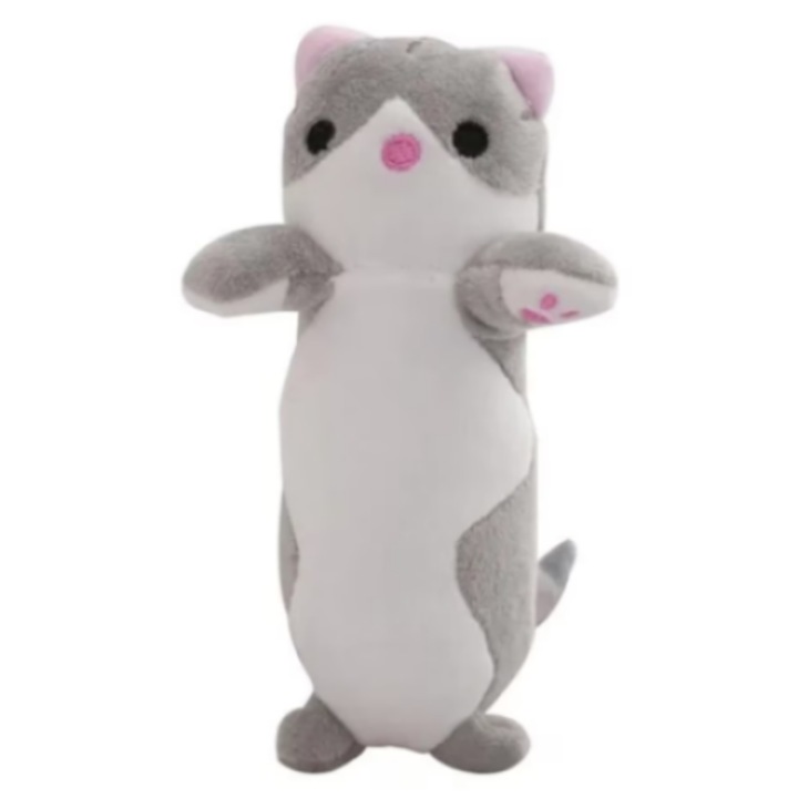 Плюшена играчка Коте, тип ключодържател VICTINY®, многоцветна, 17 см / сиво