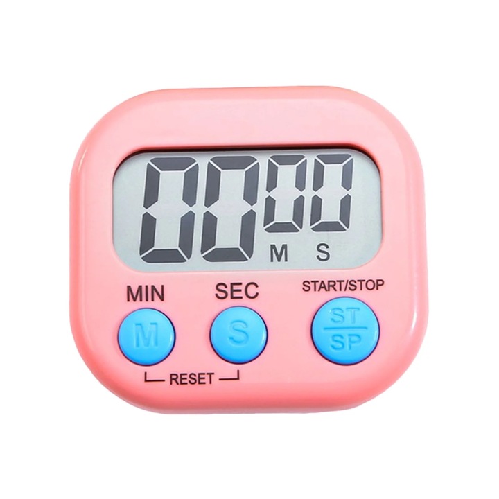Timer electronic vizual cu display digital, multicolor, pentru bucatarie, studiu si sport