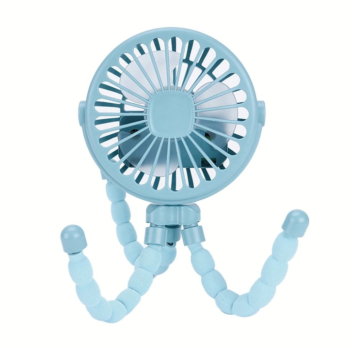 Ventilator Mini Portabil cu Baterie Litiu Reincarcabil USB, albastru, Dimensiuni 22x10x10cm