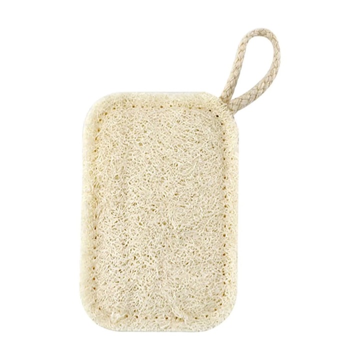 Burete de baie din lufa naturala, 11x7 cm, crem
