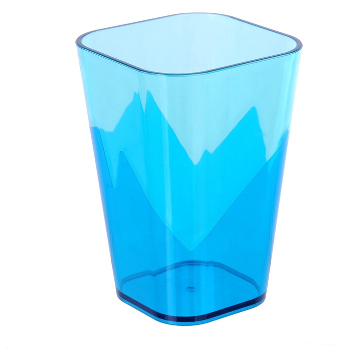 Pahar patrat din plastic cu pereti dubli, TOO KT-148-BL, 600 ml