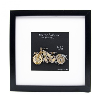 Tablou 3D Motocicleta Harley Davidson Knucklehead 1938, Piese de Ceas, Colectia Artmyway Tablou 3D Motocicleta Harley Davidson Knucklehead 1938, Piese de Ceas, Colectia Artmyway