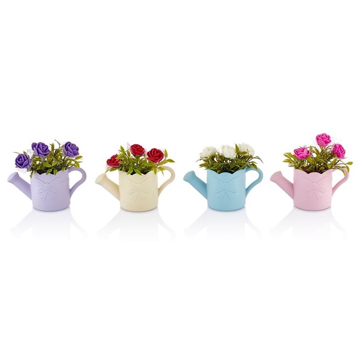IRIS E1108 Magnet de frigider în formă de ulcior cu floare artificială 11x10cm
