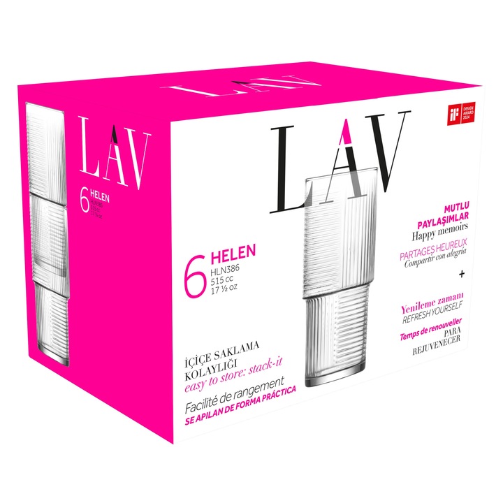 Комплект от 6 чаши за коктейл LAV Helen Long Drink 515 мл LV-HLN386F