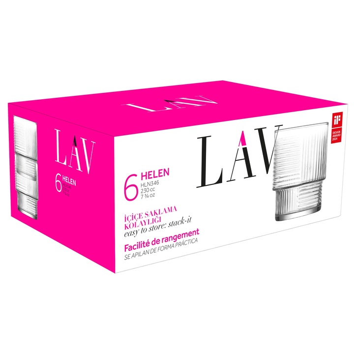 Set de 6 pahare pentru bautura racoritoare LAV Helen Soft Drink 230ml LV-HLN346F