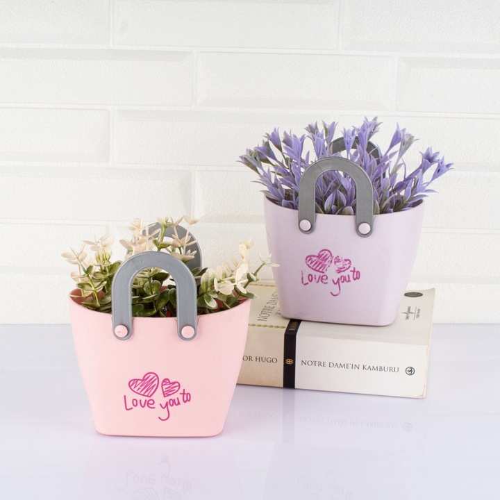 IRIS E5534 dekoráció művirággal táskában 11, 5x14cm