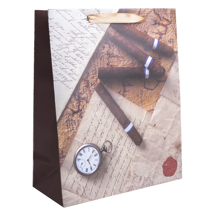 Iris papírtasak matt, szivar+zsebóra 18*23 cm