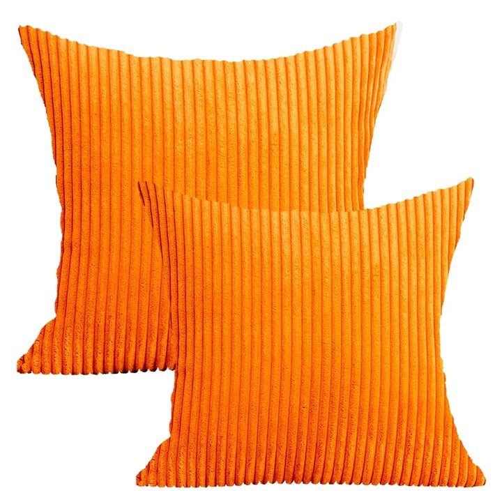Set 2 Perne decorative, 55x55 cm, poliester, portocaliu