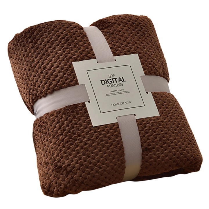 Patura din poliester, multicolor, 100x70cm, moale si pufoasa, potrivita pentru canapele si paturi