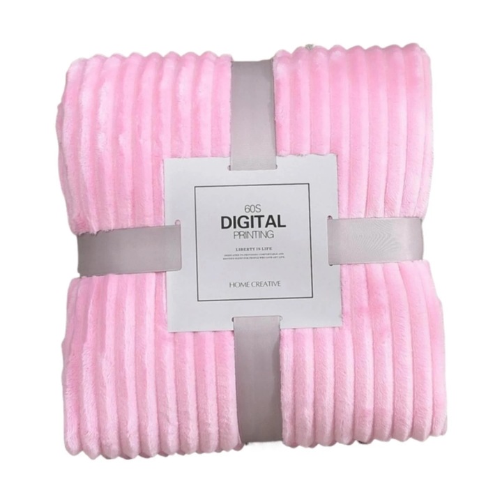 Patura Coral Fleece, 100x150cm, multicolor, pentru birou, dormitor, calatorii, utilizare versatila
