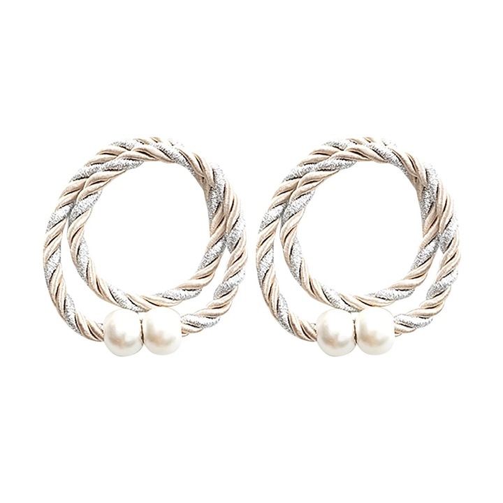 Set de 2 suporturi magnetice pentru perdele, design modern, poliester, 52cm, argintiu/auriu