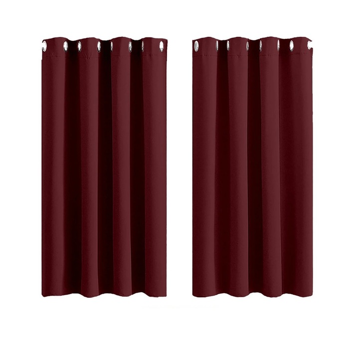 Set 2 draperii opace, 100x250cm, poliester, visiniu