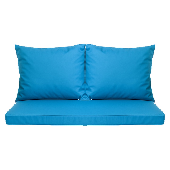Perna canapea de gradina din mobilier de gradina polyrattan, Old Garden, sezut 110 x 50 si Perna spatar 50cm, Albastru