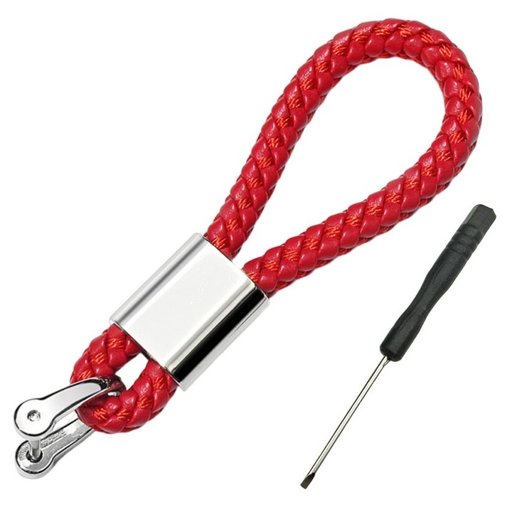 Kulcstartó, xyedyaup, Ökobőr/cinkötvözet, Piros