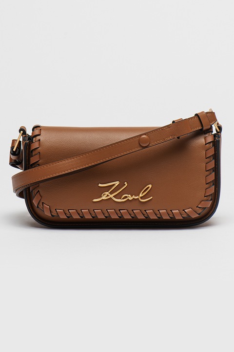Karl Lagerfeld, Keresztpántos bőrtáska logós részlettel, Világosbarna