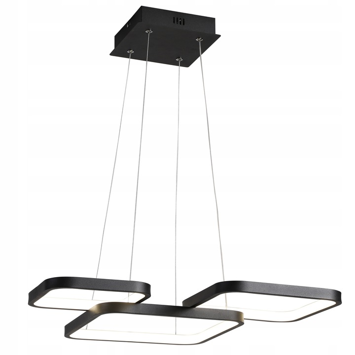 LED Полилей, висящ, 36W, 55x47x120см, черно/бяло