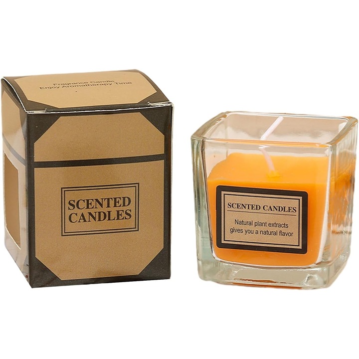 Ароматна свещ, от Fitilomania, прозрачен стъклен модел, с етерично масло, 4,8 x 5,4 x 5,5 см, аромат на портокал, портокал