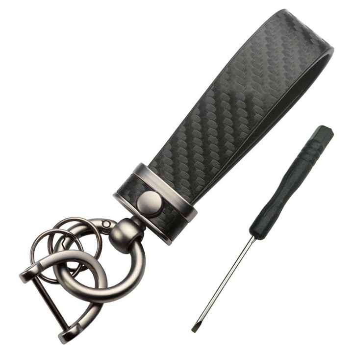 Kulcstartó, xyedyaup, cinkötvözet/műbőr, univerzális, fekete