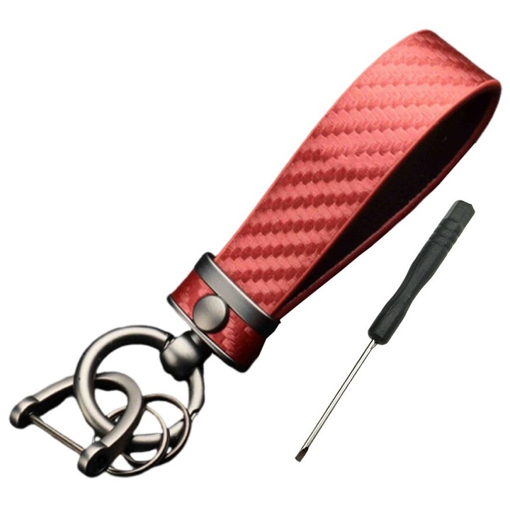 Kulcstartó, xyedyaup, cinkötvözet/műbőr, univerzális, piros