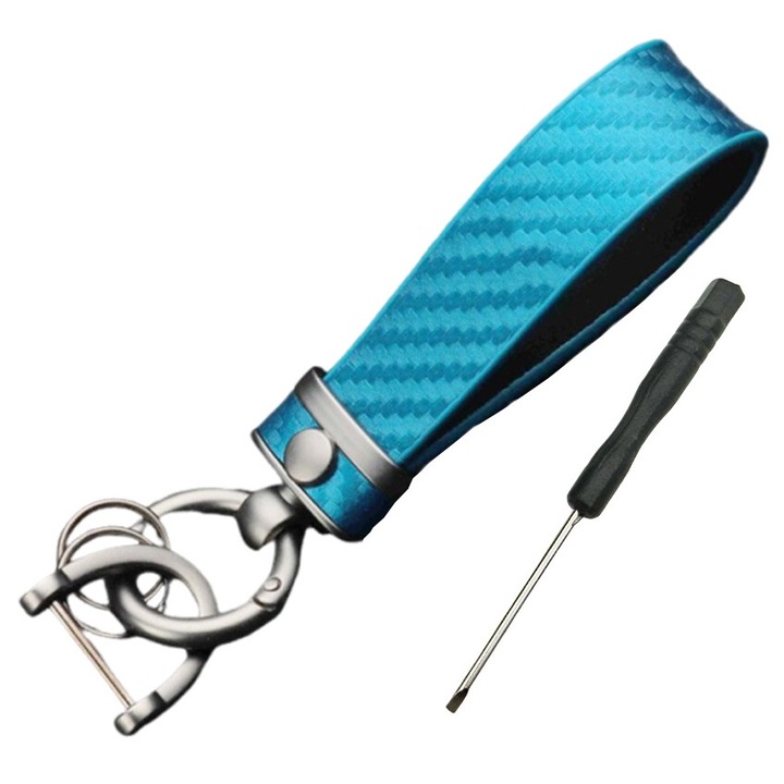 Kulcstartó, xyedyaup, cinkötvözet/műbőr, univerzális, kék